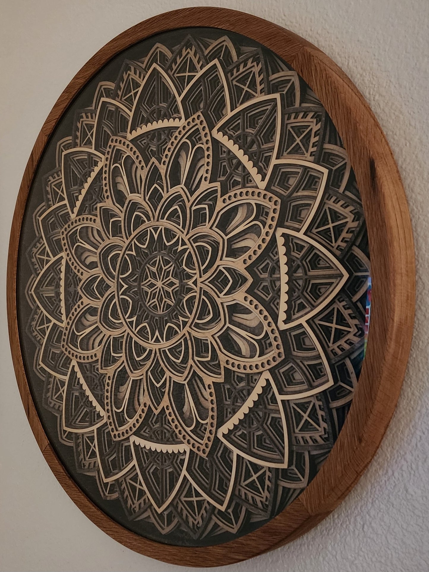 8-Layer Mandala Art Piece Wrapped in White Oak